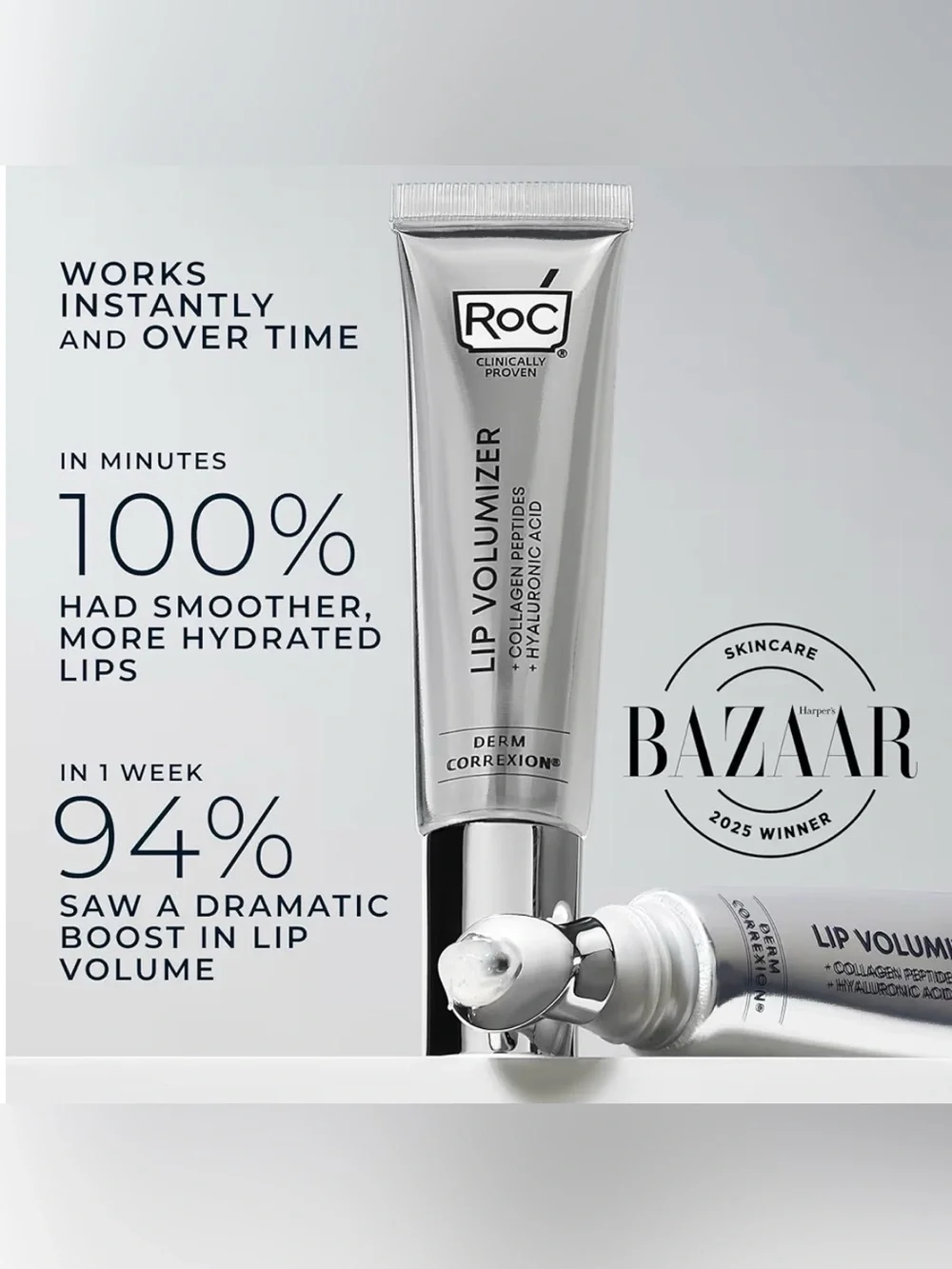 NEW RoC Lip Volumizer Treatment Collagen Peptides + Hyalauronic Acid, 0.3oz